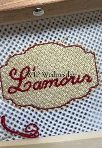 Loving my L’amour canvas ❤️ I’ll have a free mini stitch guide on my Instagram once I’m finished! #needlepoint #needlepointdesigner #wipwednesday #valentinesday
