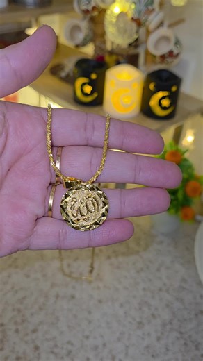 vintage Muslim Style Pendant Necklace, Copper 24k Women's Jewelry, Round Plate Design, Perfect Gift for Girlfriend, High End Necklace #gold #jewelry #necklace #fyp #anamwaseemuk