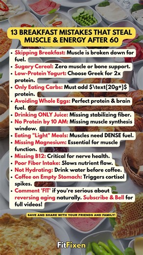 👆 13 Breakfast Mistakes DESTROYING Muscle After 60! #FitFixen #Shorts