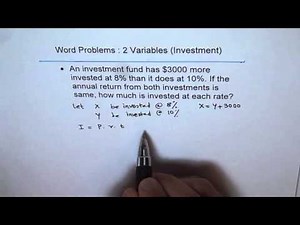Investment Word Problem With 2 Variables | Financial Literacy