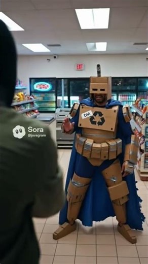 Great superhero, cardboard man