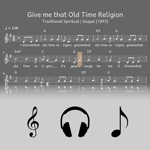 #Shorts: Lied: Give me that Old Time Religion (Spiritual, Gospel / Melodie, Akkorde, Noten,Text)