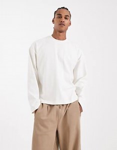 ASOS DESIGN Circular Design Collection super heavyweight oversized boxy long sleeve t-shirt in beige  | ASOS