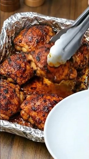 Sticky Glazed Baked Chicken Thighs #quickrecipes #easyrecipes like subscribe and share