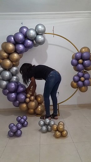 Decoración con globos en aro para cumpleaños paso a paso | Arte con globos meli