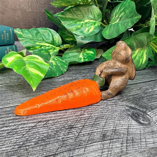 Cast Iron Rabbit and Carrot Doorstop Vintage Style Farmhouse Spring Decor - Etsy