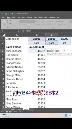 How to use nested IF function in excel. #excel #excelshortcuts #exceltips