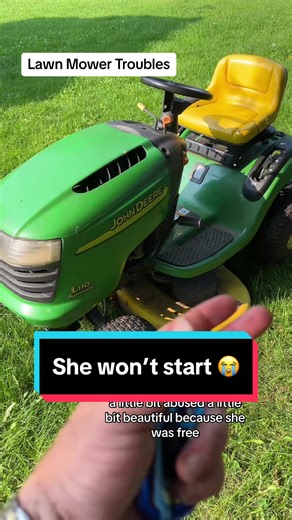 Lawn tractor troubleshooting. #johndeere #lawnmower #garden #gardentok #gardenguy #gardenguymuskoka Maybe @Caylee P has a suggestion of what I should do next?