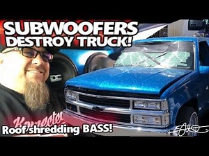 Subwoofers Destroy truck! 6 15's Painful Breath Taking Roof Shredding BASS demo!