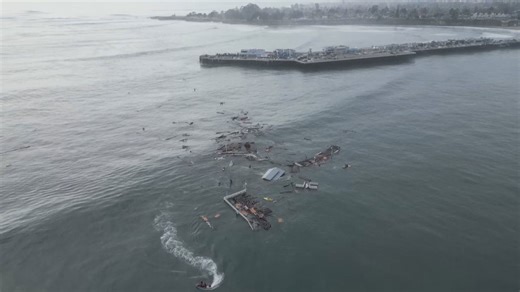Wharf collapses at Santa Cruz bay amid high surf warning