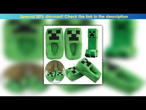 Limited Minecraft Creeper Slippers for Women Man Creative Winter Cotton Slippers Casual Warm Shoes•