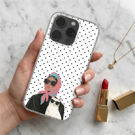 Polka Dot Cat Lover Phone Case, Soft Gel TPU Cover, iPhone Samsung Pixel Protection - Etsy