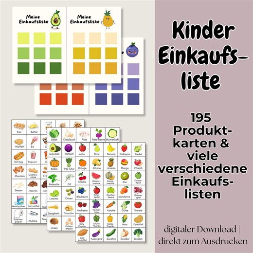 Children's Shopping List PDF – 195 Printable Picture Cards | Learning to Shop Through Play | Montessori Learning Materials for Families - Etsy