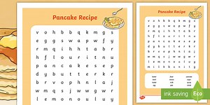 Pancake Recipe Word Search