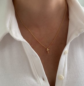 Silver Cross Necklace, Tiny Cross, Sterling Silver, Gold Cross, Rose Gold Cross, Dainty Cross, Gift for Her, Necklaces for Women, Girl Cross - Etsy
