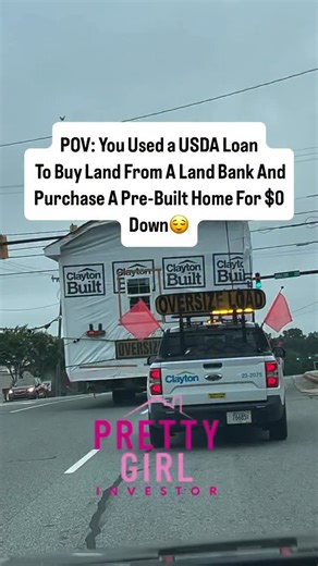 You can use a USDA loan to buy land from a land bank and purchase a prebuilt home for $0 Down 🏠 USDA loans offer 100% financing no down payment required💰 Many land banks are in US USDA eligible rural areas making them perfect for this strategy. Clayton built homes come factory built, so you avoid the high cost of hiring architects and general contractors 🛠️ Comment “LAND” and I will send you my list of over 240 land bank websites🔥 Or click the link in my bio🔗 | theprettygirlinvestor