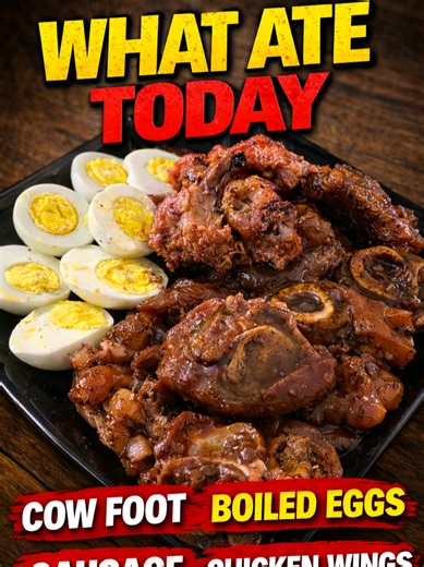 🥩 WHAT I ATE TODAY Cow Foot Boiled Eggs Sausage Chicken Wings One of the biggest myths people have about the carnivore diet is that you must be eating expensive steaks every day. People think it has to be ribeye, sirloin, striploin, or premium cuts of meat. But the truth is much simpler. Any meat works. The goal isn’t fancy food. The goal is real food. Cow foot, chicken wings, sausages, organ meats, pork cuts, oxtail, ground beef, eggs — these foods have been eaten by humans for generations. Yo