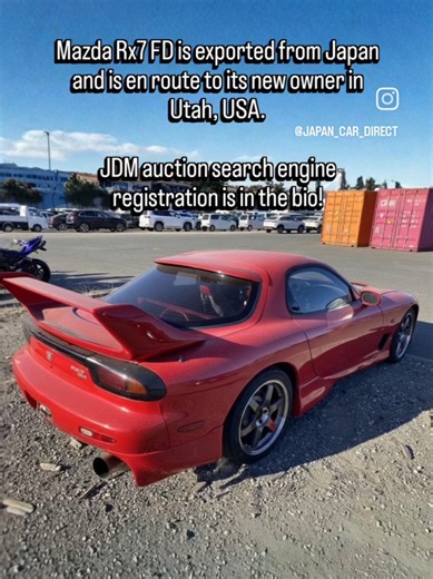 Mazda Rx7 FD is exported from Japan and is en route to its new owner in Utah, USA. JDM auction search engine registration is in the bio! #jdm #rx7fd #rx7 #jdmusa #jdmimport