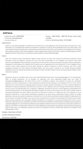 Labour Relations Officer Administration Clerk x3 posts Porter Messenger x2 posts Finance Clerk Material Recording Clerk Client Information Clerk Cleaning Supervisor Staff Nurse x4 posts Nursing Assistant (Day & Night) x2 posts Nursing Assistant Grade 1 x3 posts Gauteng Department of Health Closing Date: 04 February 2026 To apply click on the link below https://jobs.gauteng.gov.za/Public/Jobs.aspx Opportunities With Thabang WhatsApp Channel: https://whatsapp.com/channel/0029Vadi8px42DcfdTWUPa30 G