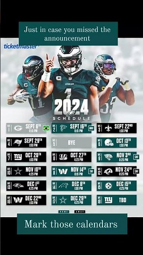 The Eagles 2024-2025 schedule.. Mark those calendars!