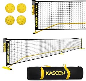 KASCEN Pickleball Net - Pickleball Net for Driveway, 22FT USAPA Portable Pickleball Set with Net, Pickle Ball Net with 4 Pickleballs & Carry Bag, Pickle Ball Net for Outdoor Indoor Court Backyard