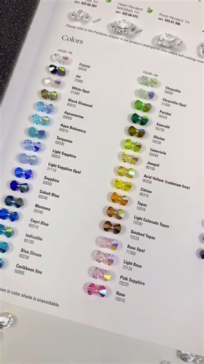 Beads & Pendants Colour Chart from @crystalsbypreciosa ✨ Find the full range at @bluestreakcrystals 💎 🛍️ Shop Now | Product Tagged | Link in Bio #bluestreakcrystals #preciosa #rhinestones #beads #crystals #embellishment #nailart #costume #dance #crystalsbypreciosa #nails | Bluestreak Crystals