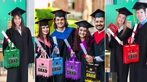 KPOSIYA Graduation Gift Bags 12-Pack with Tissue Paper & Cards, Class of 2026 Grad Gift Bag, Congratulations Party Favor Bags with Handles for High School, College, 8th Grade and MoreMoreBlue，Black
