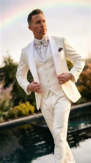 The Modern Groom in All White: Vanilla Vittoriana Look | Sebastian Cruz Couture
