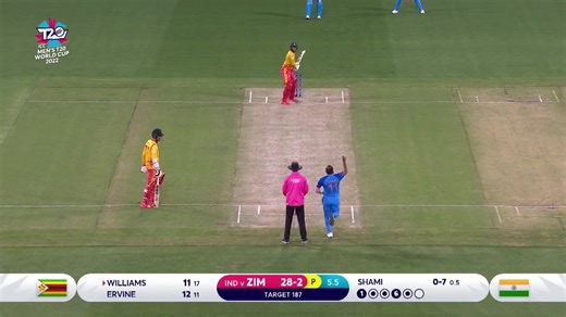 Shami strikes in his first over ☝️ #T20WorldCup | #ZIMvIND | ICC - International Cricket Council