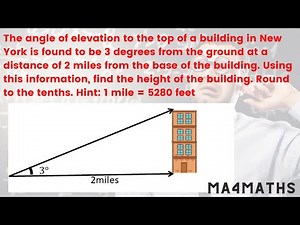 find height of the building angle of elevation and distance is given