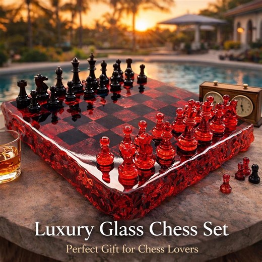 Red Lava Resin Chess Set • Black Red Pieces • Luxury Artistic Chessboard - Etsy UK