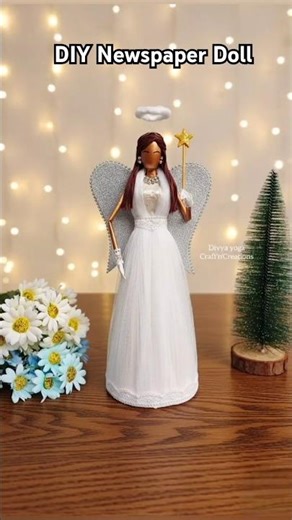 DIY Newspaper Doll 🗞 DIY angel 😇 #diynewspapercraft #diycrafts #youtubeshorts