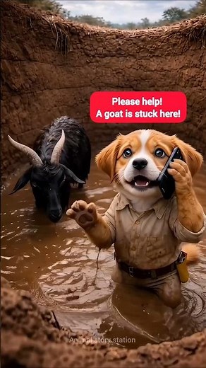 Weak Goat Fell Into Deep Well Rescue By A Cute Pappy #humanity #goat #puppy