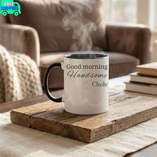 Morning Handsome Mug | Custom Name Coffee Cup for Husband - Etsy