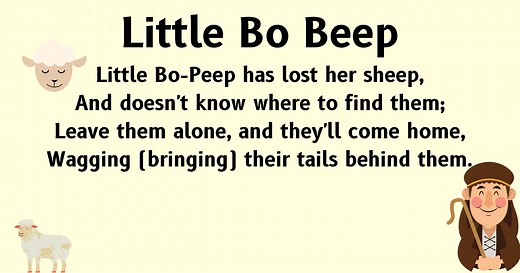 Little Bo Peep Printable Lyrics, Origins, and Video
