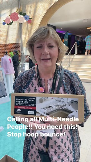 Check this out!! All multi-needle owners, stop the hoop from bouncing with this Multi-Needle Support Table. Join us today at 3:30p EST. | Gloria Horn Sewing Studio