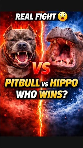 😱Pitbull 🐺 vs Hippopotamus 🦛#facts #pitbull #hippo
