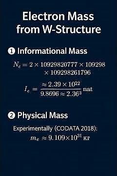 Electron: First-Ever Derivation of Its Mass from the Informational Structure of the Universe