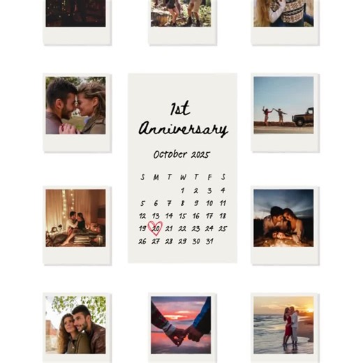 Custom Polaroid Frame Anniversary Template | 1 Year Anniversary Gift for Boyfriend and Girlfriend | Printable Canva Template | 10 Photos - Etsy