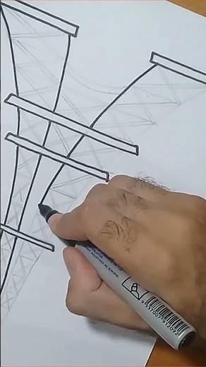 رسم برج ايفل/ تعليم الرسم / رسم سهل