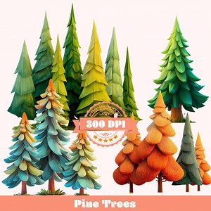 Pine Trees PNG Bundle: Colorful Forest Clipart for Sublimation, Stickers - Etsy
