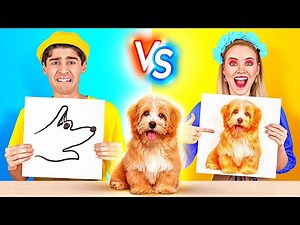 GENIUS DRAWING CHALLENGE || DIY Painting Ideas! First To Finish Art School Wins! By 123 GO! TRENDS