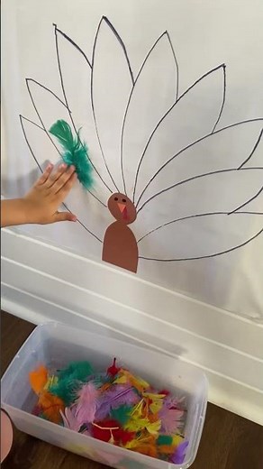 Quick and Easy Sticky Turkey Feather Activity for Kids! | Engaging Fall Craft