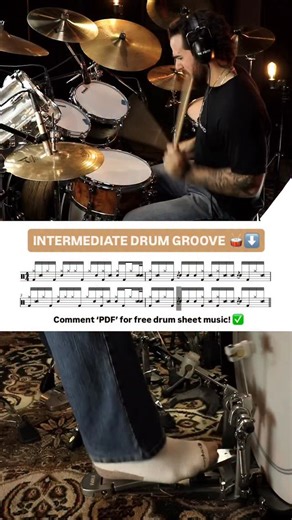 DrumsByDavid | Drummer + Educator on Instagram: "Comment ‘PDF’ for free drum sheet music! ✅ Save this post to learn it later! 👍🏼 Follow for DAILY drum content! ❤️"