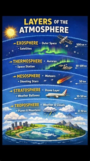 Layers of the Atmosphere Explained! 🌍 #UPSC #Geography