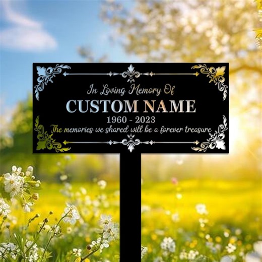 Personalized Memorial Garden Plaque Custom Name Dates Sympathy Gift Outdoor Remembrance Metal Sign - Etsy