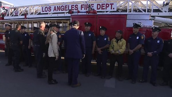 Trump and Lady Melania visit LA firefighters who battled the fires