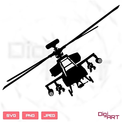 Army Apache Helicopter Silhouette: Military Aviation SVG PNG JPG (digital Download) - Etsy