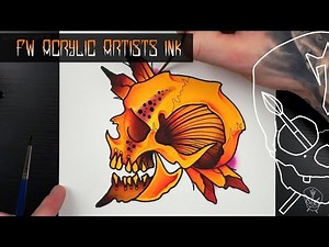 FW Acrylic Ink Tattoo Flash Watercolour Illustration Tutorial