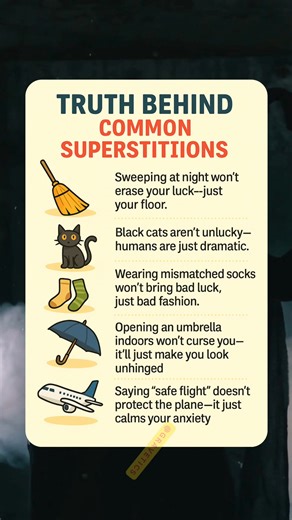 19K views · 50 reactions | Truth Behind Common Superstitions (You’ve Believed These Wrong!)  #Superstitions #MythVsTruth #StrangeHistory #CulturalFacts | Gravetics | Facebook